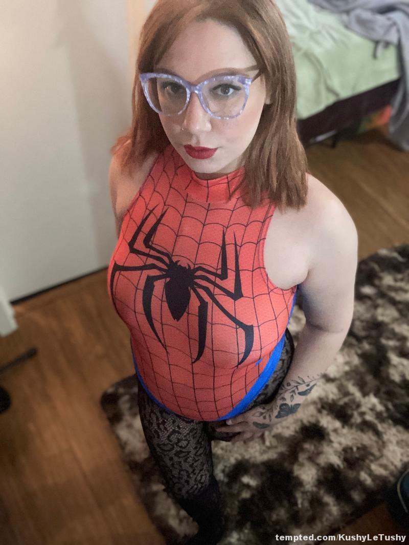 Glasses on Sexy Spider-Man cosplay 
