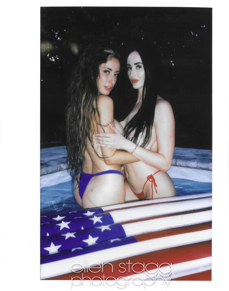 Ama Rio and Violet Voss hang out by a pool together in these one of a kind polaroids