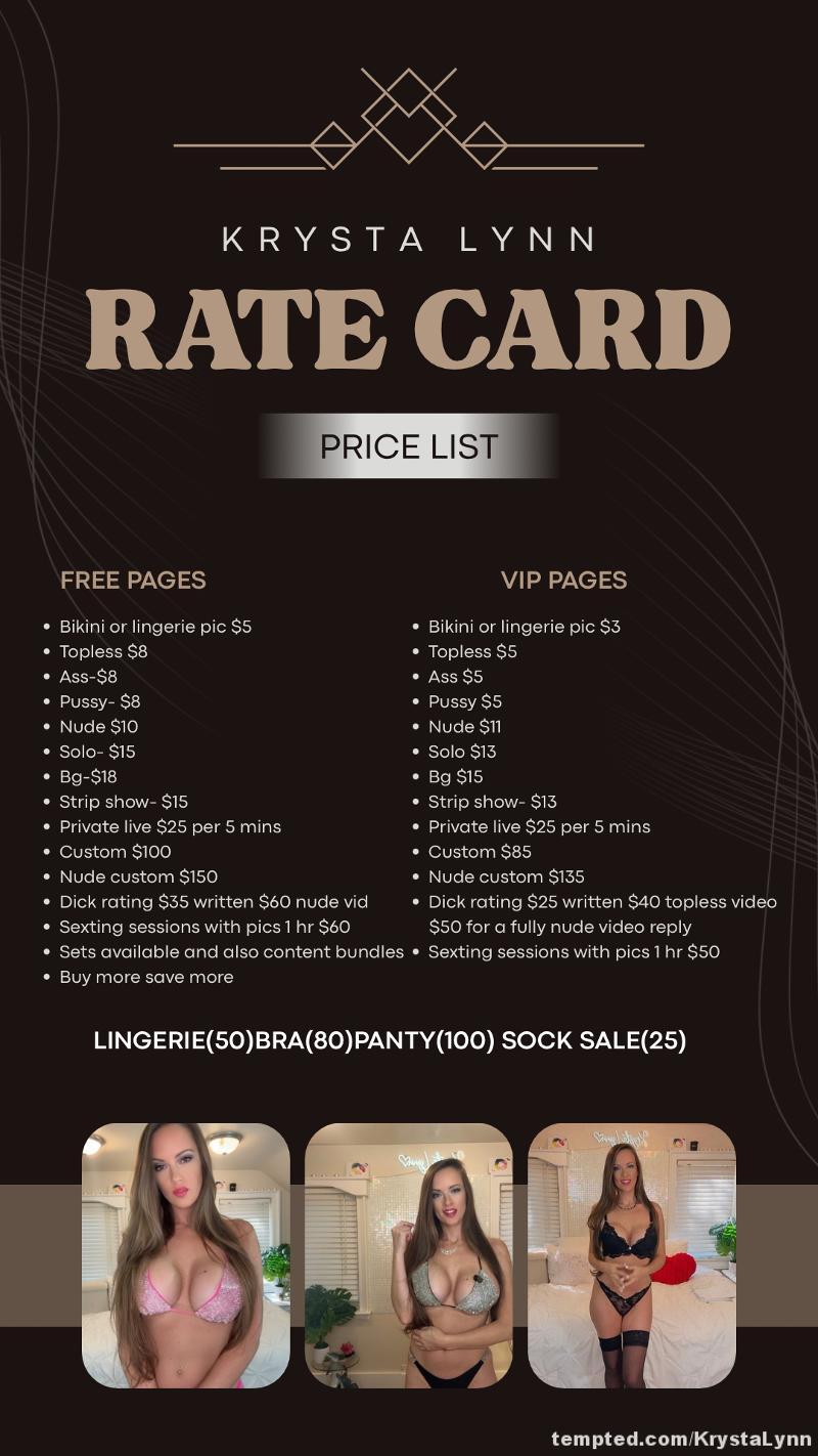 New rate card and spicy items for sale 