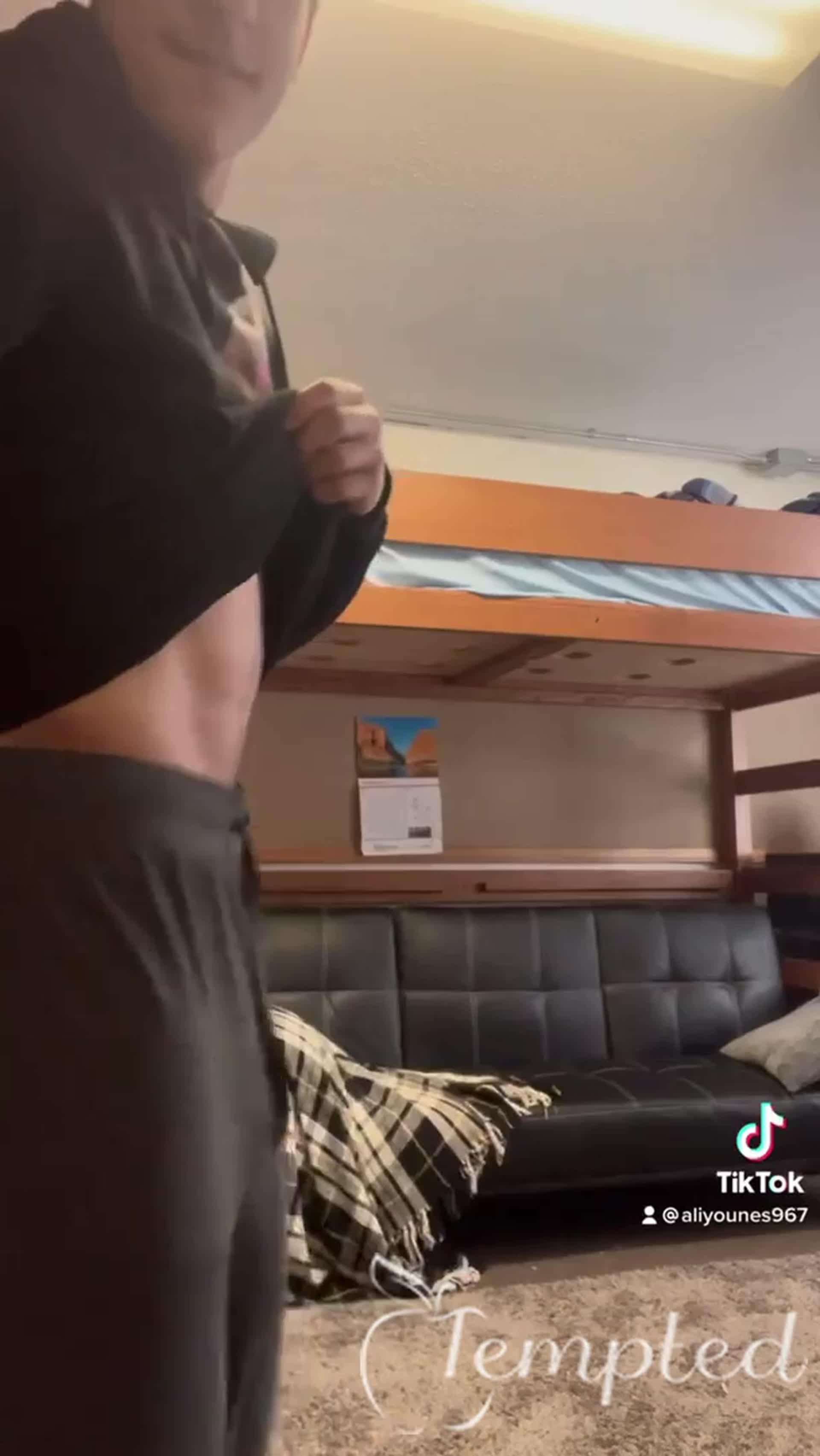 My dick under gray sweatpants