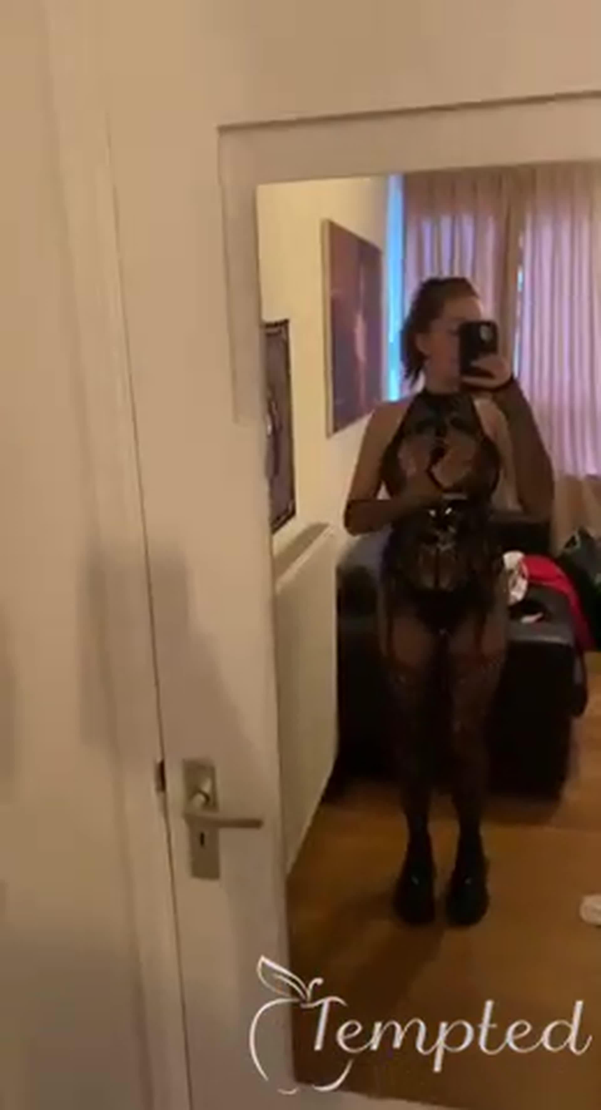 Trying on new lingerie